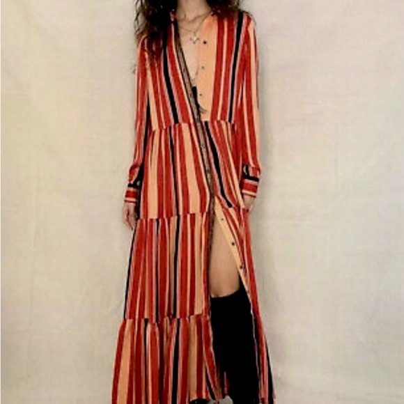 NWOT Free People Medina Striped Maxi Dress - Picture 2 of 16